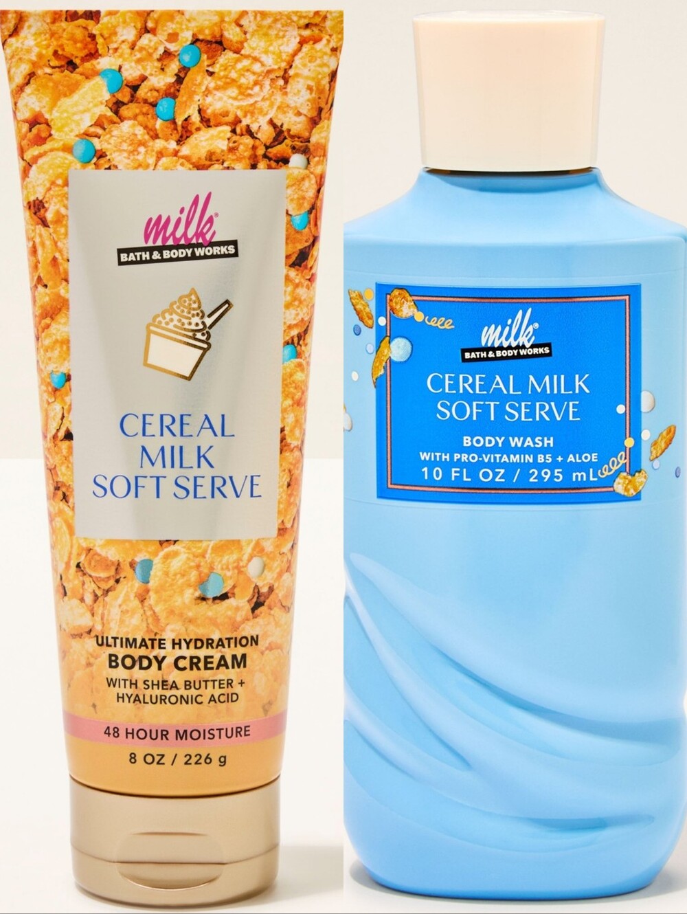 Bath & Body Works Cereal Milk Soft Serve Body Wash & Cream Set NEW RARE